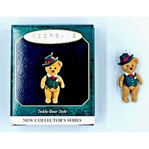 Vintage Hallmark Miniature Teddy Bear Style Series #1 Collector Ornament NOS